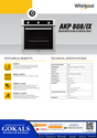 Whirlpool 60cm Built In Gas & Electric Oven (AKP808/IX)