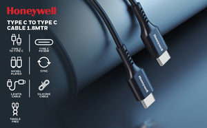 Honeywell Type C to Type C USB 3.1 cable 1.8Mtr - Black(HC000048/CBL/SLC/1.8M/BLK)