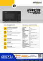 Whirlpool 42L 1100W Black Inverter Microwave ( MWP421IB )