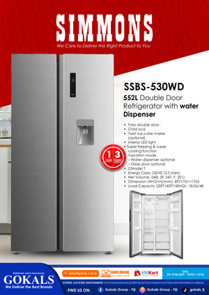 Simmons 548L Side By Side Refrigerator (SSBS-530WD)