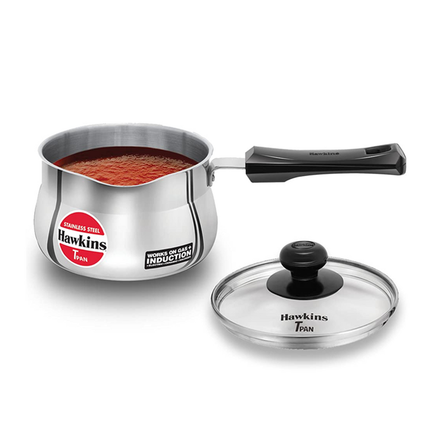 Hawkins SS T Pan 1.5L Induction Compatible with Glass Lid(SST15G)