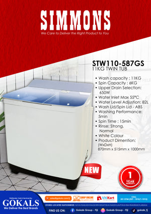 Simmons Twin Tubs ( STW110 - 587GS )
