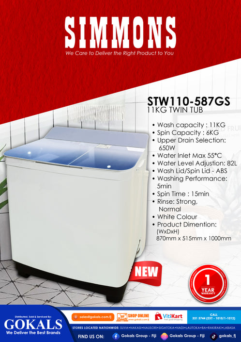 Simmons Twin Tubs ( STW110 - 587GS )