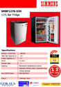 SIMMONS 117L Bar Fridge - 4.5Star (Stainless Steel)(SMBF-127B-53H-AU)