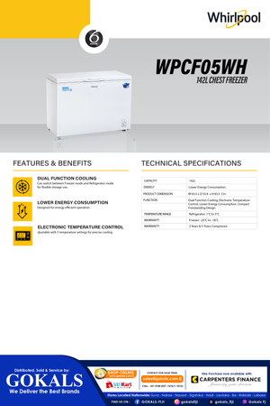 Whirlpool 142L Chest Freezer (WPC05WH)
