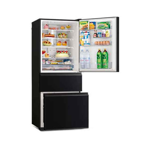 Mitsubishi 450L Glass Black Multi-drawer